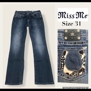Miss Me cowhide western bootcut jeans 31